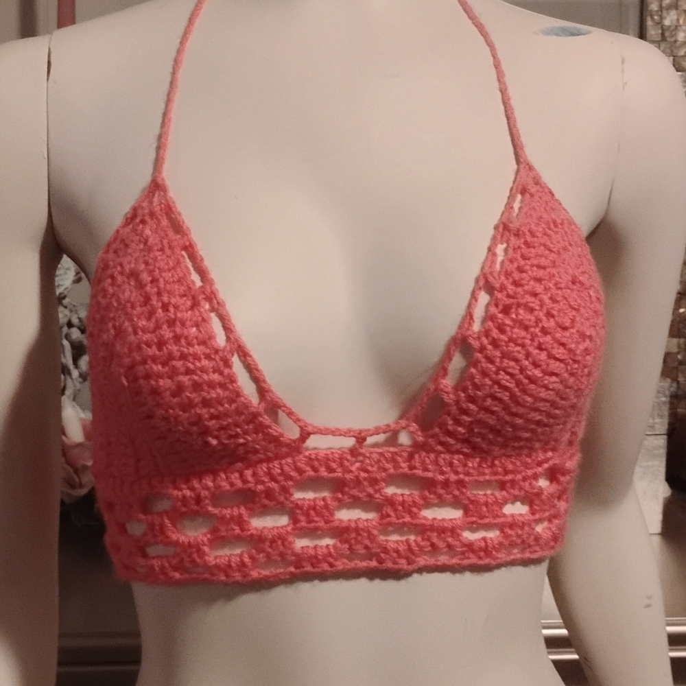 Crochet Festival Top in Pink
